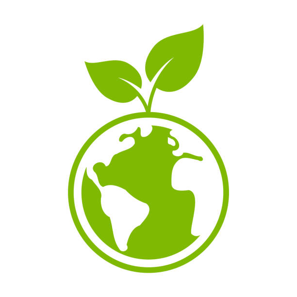ilustrações, clipart, desenhos animados e ícones de símbolo da planta da terra verde. conceito de conservação ambiental. - planet map ideas growth