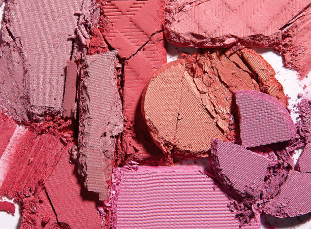 Close-up of crushed face powder make up blush stock photo