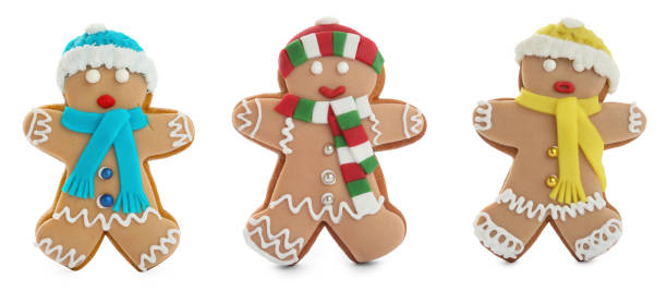 istock Set with decorated gingerbread men on white background, banner design. Delicious Christmas cookies 1408027628