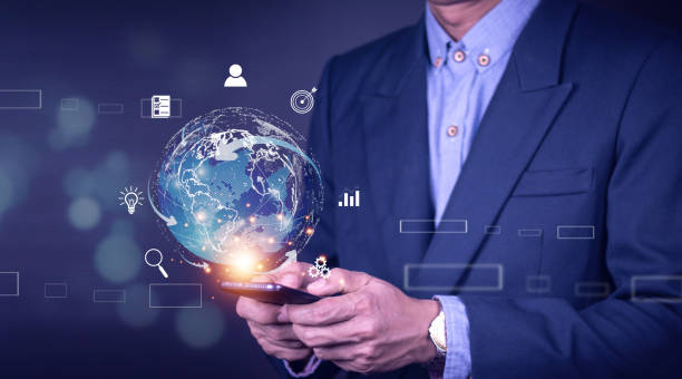 istock Businessman using mobile smart phone. Business global internet connection application technology and digital marketing, Financial and banking, Digital link tech, big data. 1408027881