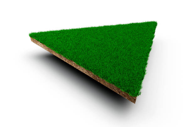 istock Triangle shape soil land geology cross section with green grass, earth mud cut away isolated 3D Illustration 1408030606