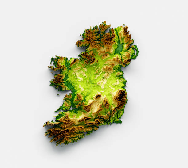 istock Ireland Map Shaded relief Color Height map on white Background 3d illustration 1408030636
