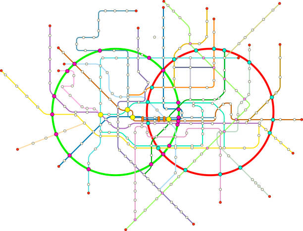 illustrations, cliparts, dessins animés et icônes de plan de transport en commun, bus de métro, carte de tram d’une grande ville, art vectoriel fictif, les transports publics se moquent de l’espace copie gratuit, - mockup metro