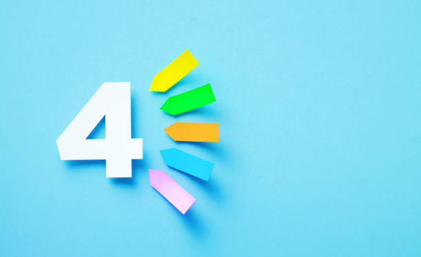 istock White Number 4 Sitting Next To Colorful Adhesive Notes Over Blue Background 1408030999