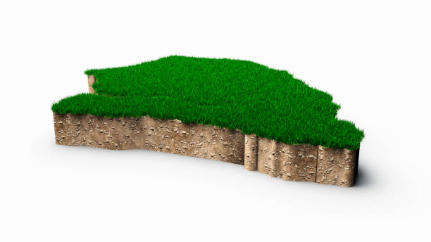 istock Senegal Map soil land geology cross section with green grass and Rock ground texture 3d illustration 1408031365