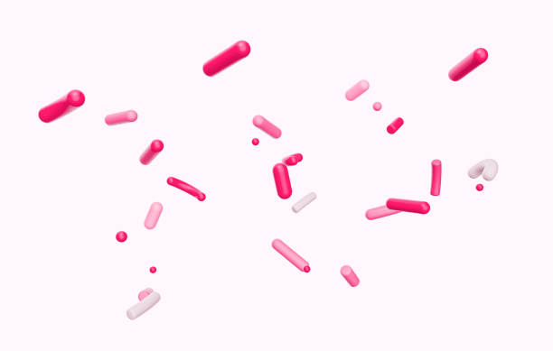 istock Pink and white sprinkles colored on light background 3d illustration 1408031998