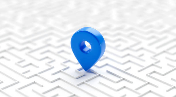 labyrinthe avec pointeur de carte bleu - blue fin photos et images de collection