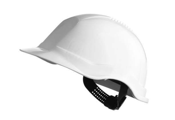 istock Protective hard hat isolated on white. Safety equipment 1408032719