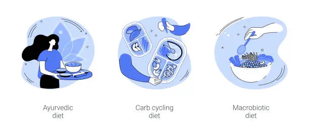 Vector illustration of Healthy nutrition plan isolated cartoon vector illustrations se