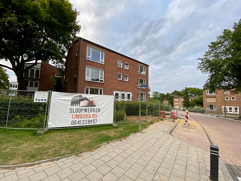 Brunssum, Netherlands - July 09, 2022.  Old apartment buildings being prepare to be demolished.