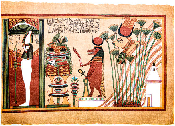 из книги мертвых, папирус ани - egyptian dynasty stock illustrations