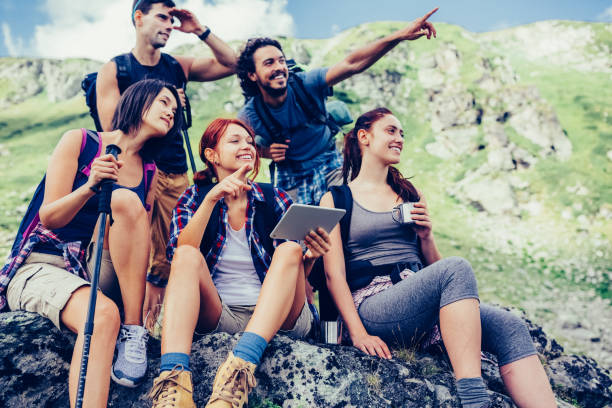istock Group of friends hiking 1408039504