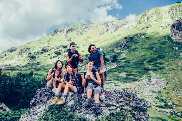 istock Group of friends hiking 1408040331
