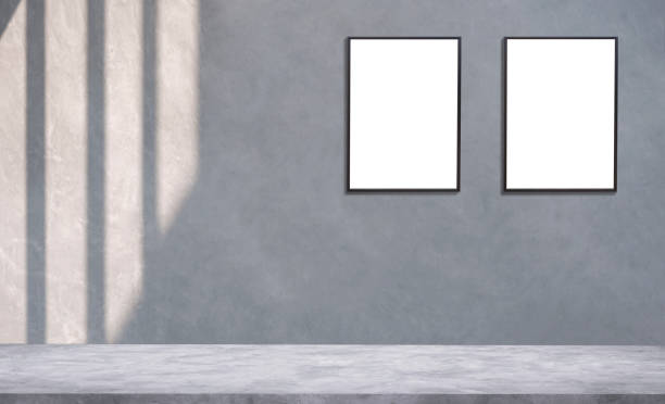 istock 2 blank picture frames on loft cement wall with concrete floor for editing products display and text present on free space backdrop 1408044093