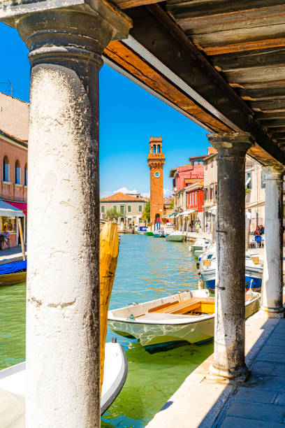 Clock Tower or Torre dell'Orologio in Murano. Venice, Italy