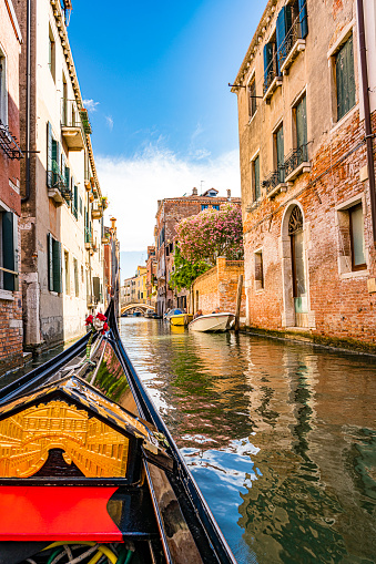 Venice canal shot from gondola, Italy