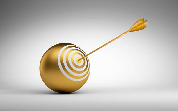 istock Golden Target Ball with Arrow 1408050365
