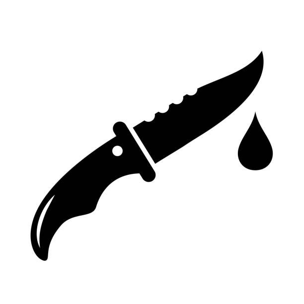 ikona wektorowa noża jack, symbol zbrodni - silhouette work tool equipment penknife stock illustrations