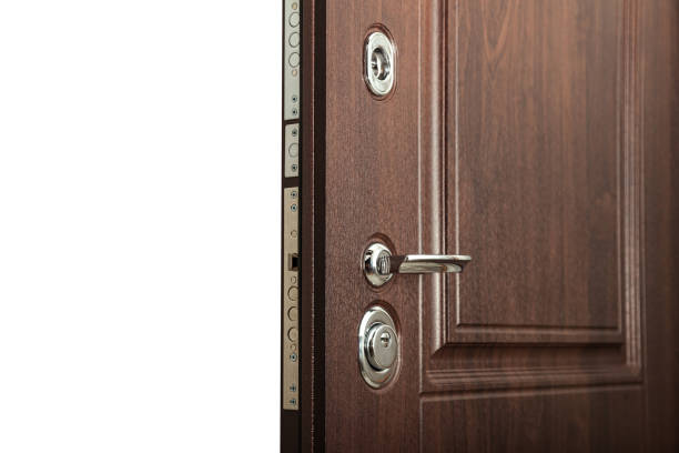 istock Close up open front door on white isolated background 1408057865