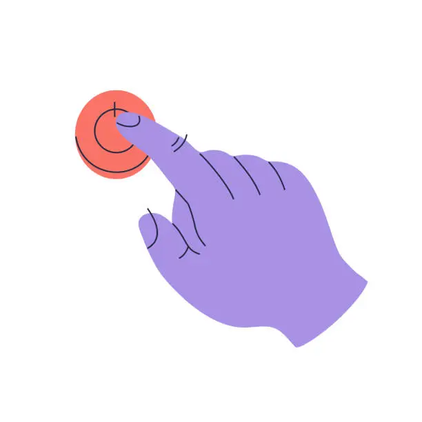 Vector illustration of Hand pressing the index finger on the button click or presses