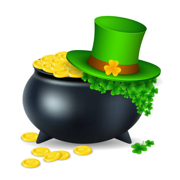 istock pot with gold coin for Patrick's day. vector illustration isolated on white background EPS10 1408058098
