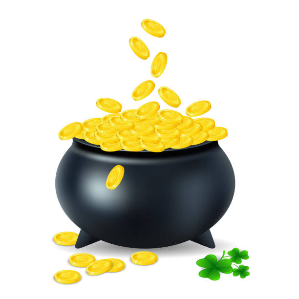 istock pot with gold coin for Patrick's day. vector illustration isolated on white background EPS10 1408058099