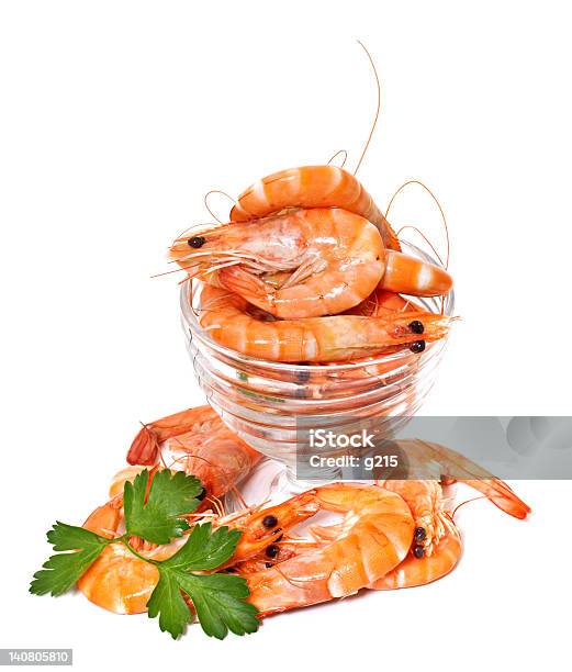 Insalata Di Gamberi In Una Ciotola Di Vetro - Fotografie stock e altre immagini di Cibo - Cibo, Coda, Colore brillante