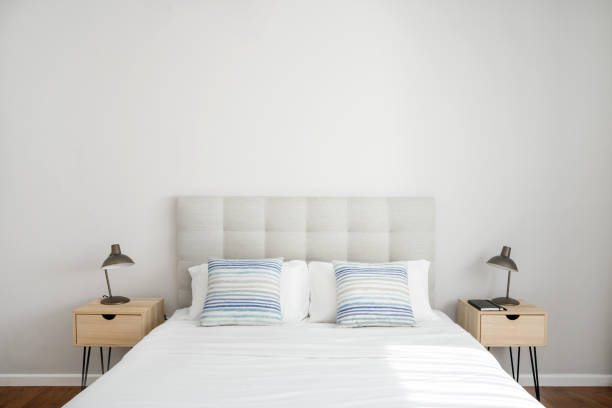 istock Bedroom in modern apartment with bright interior design 1408059241