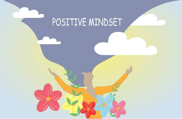 Mental health concept.Positive mindset Mental health concept.Positive mindset work motivational quotes stock illustrations