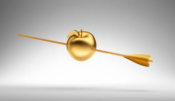 Golden apple with arrow