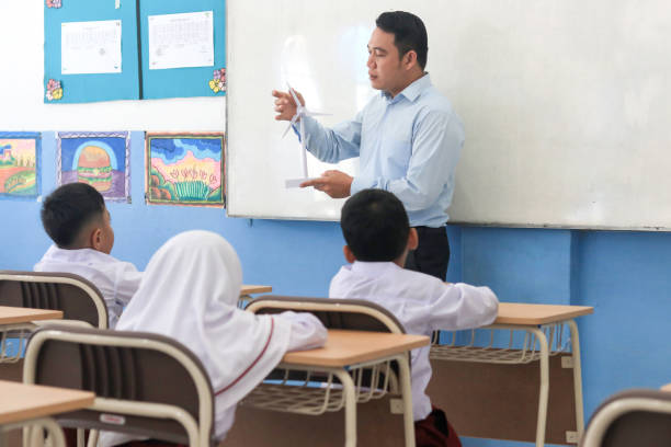 istock Teacher teaching concepts of windmill in the classroom to students 1408063844