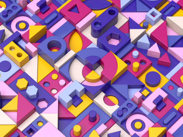istock 3D abstract background of multi-colored wooden geometric shapes 1408064882