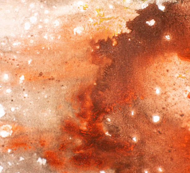 istock Yellow and red paint Abstract art background texture watercolor on paper Modern design of posters, cards, invitations, wallpapers. 1408067102
