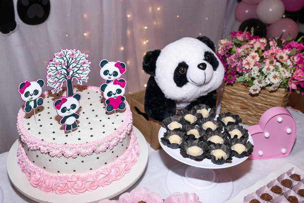 istock Panda bear themed birthday cake for kids 1408068106