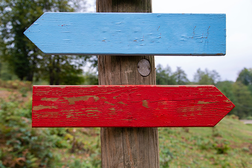 Wooden Signpost, pastel colored.
