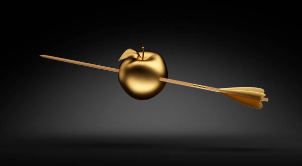 istock Golden apple with arrow 1408068282