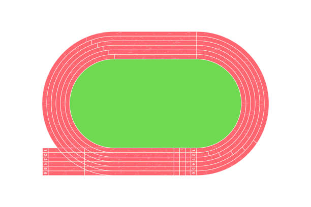 laufbahnsymbol isoliert auf weißem hintergrund. stadion mit laufbahn. - länderspiel stock-grafiken, -clipart, -cartoons und -symbole