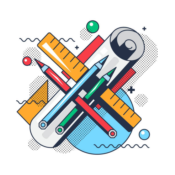 コンセプトベクトル作成のためのデザインプロジェクトツール - drawing compass architecture work tool engineering点のイラスト素材／クリップアート素材／マンガ素材／アイコン素材