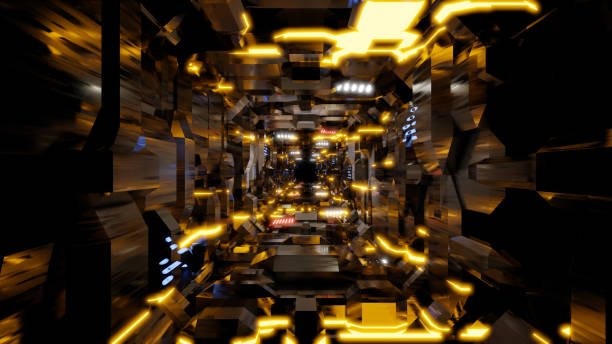 istock 3d illustration of abstract technological tunnel design. 1408087834