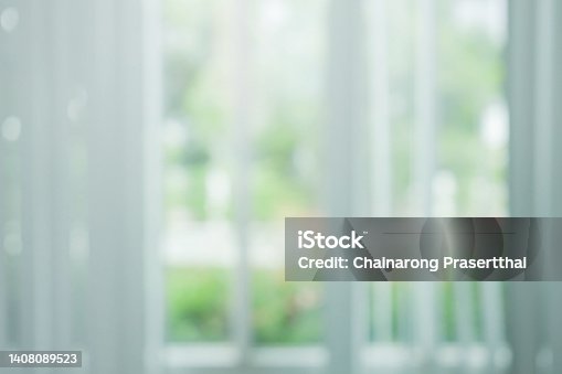 istock abstract blur modern garden looking through living room window in the home for background concept 1408089523