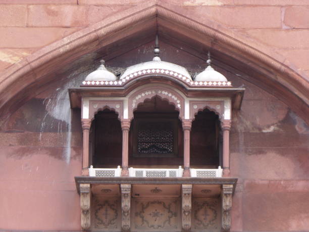 Jama Masjid Mosque, New Delhi, India, August 9, 2011: One of the red stone balconies of the Jama Masjid Mosque in New Delhi, India