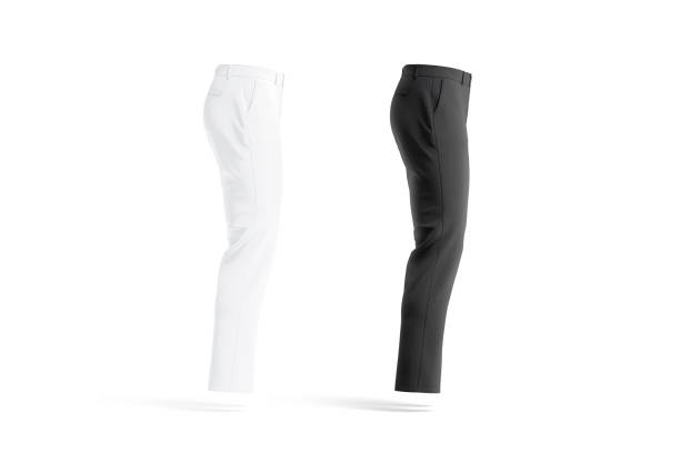 istock Blank black and white man pants mockup, profile view 1408090095