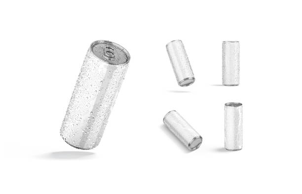 Blank white aluminum 500 ml soda can mockup, different views Blank white aluminum 500 ml soda can mockup, different views, 3d rendering. Empty standart canned jar with condensate mock up, isolated. Clear beer or cold tea pack with ring pull template. can bottom stock pictures, royalty-free photos & images
