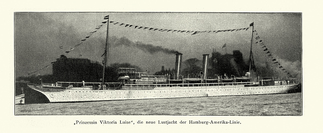 Vintage illustration, Prinzessin Victoria Luise was a German passenger ship of the Hamburg-America Line, 19th Century