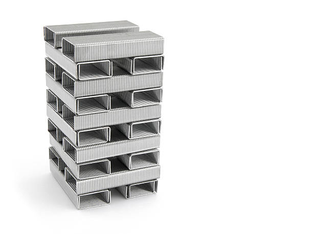 istock stacked staples like a building with clipping path 140809999