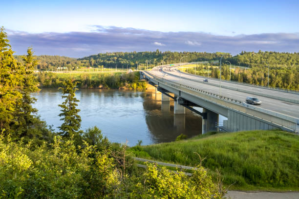 The Quesnell Bridge, Edmonton, Alberta, Canada stock photo