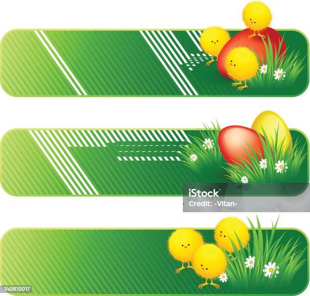 Ilustración de Banner De Pascua y más Vectores Libres de Derechos de Flor - Flor, Gallina - Ave de corral, Hierba - Pasto