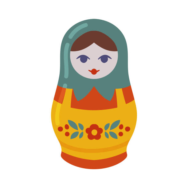 ilustraciones, imágenes clip art, dibujos animados e iconos de stock de muñeca matryoshka o muñeca de anidación como símbolo de madera rusa ilustración vectorial - mamushka
