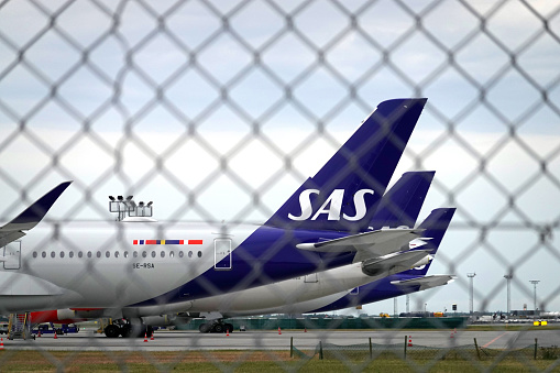 Amsterdam, Netherlands - April 12, 2015: China Eastern cargo plane at airport. Air freight and shipping. Aviation and aircraft. Transport industry. Global international transportation. Fly and flying.