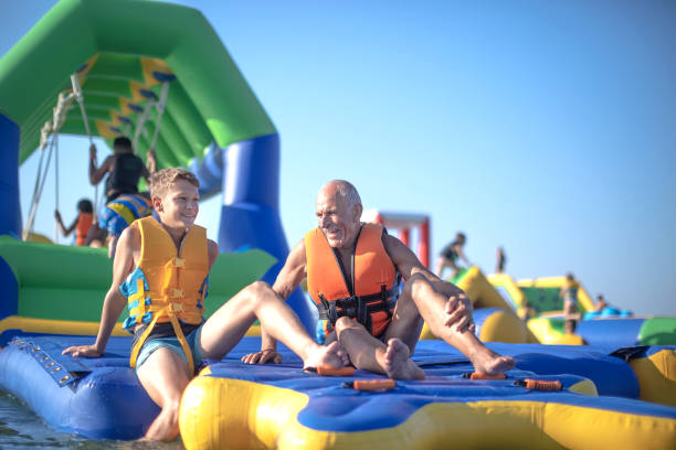 istock Old senior having fun in Water Park 1408114073